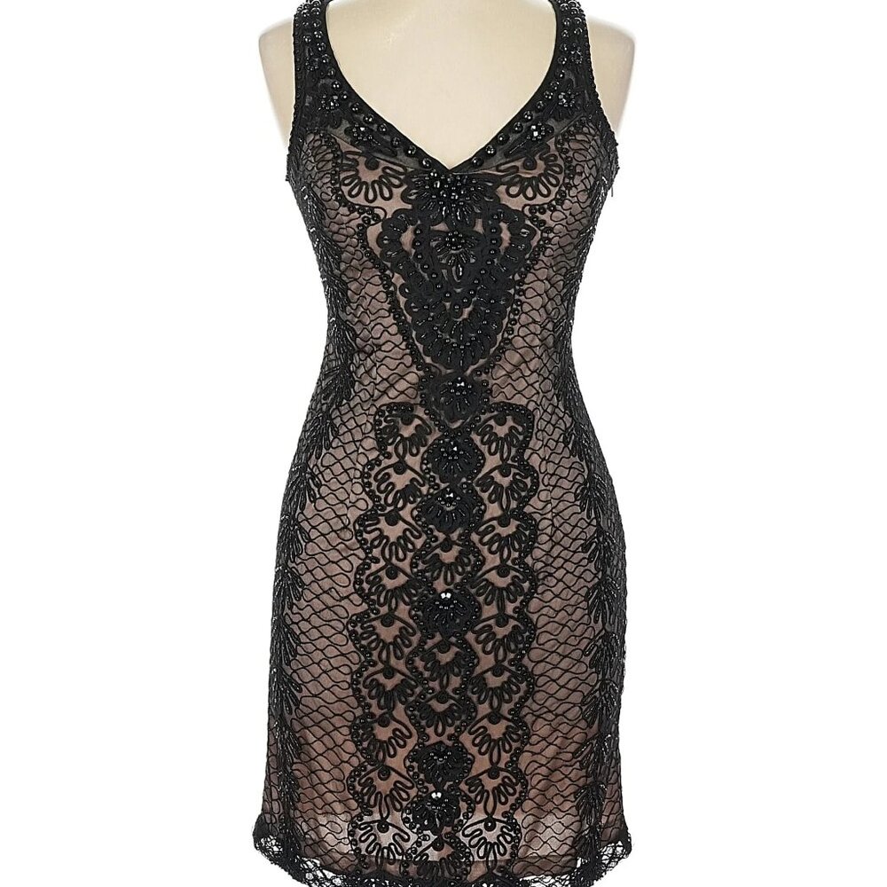 Beaded Embroidered Cocktail, Black Tie, Holiday, Little Black Dress, 1920's Sz 4